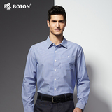 波顿男士全棉长袖衬衫 中年春季商务宽松休闲版衬衣正品纯棉特价