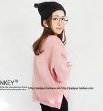 韩版女装秋冬装新款矮个子娇小150cm小码长袖印花设计加绒卫衣T恤