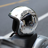 复古机车头盔男哈雷摩托车电镀银个性反光亮闪闪头盔台湾飞马正品