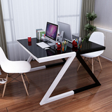 简约现代钢化玻璃电脑桌家用台式机简易办公桌钢木学习书桌写字台