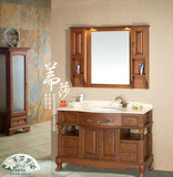 美式乡村橡木浴室柜简约欧式风格台下盆洗浴柜现代田园实木卫浴柜