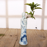 青瓷花瓶摆件 手绘陶瓷人物花瓶 民族风陶瓷花瓶工艺品家居饰品