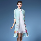 2016夏新款女装中国民族风梅花刺绣花大码中长款开衫披肩外套上衣