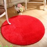 博晓 丝毛地毯 客厅卧室茶几圆形地垫 大红色 圆形直径140cm