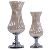 简约后现代茶色玻璃条纹花瓶透明餐桌客厅玻璃花瓶玄关家居装饰品