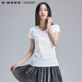 【新品】sdeer圣迪奥专柜正品女素雅领口印花短袖T恤S16280178