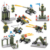 军事兵人部队模型拼装乐高式科技积木 组装玩具 塑料益智3-6周岁