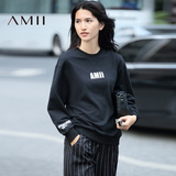 Amii[极简主义]2016秋季新款圆领套头休闲宽松长袖卫衣女11642600