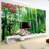 无缝大型壁画田园山水3d立体竹林风景画电视客厅背景装饰墙纸壁纸