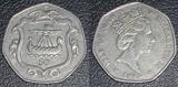 马恩岛硬币 50便士 1985年