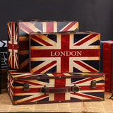 英伦欧式复古手提箱整理储物木箱子收纳橱窗陈列摄影道具木质皮箱