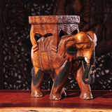 泰国工艺品 原木宝象凳 东南亚木雕大象换鞋凳 门厅招财摆件凳子