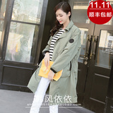 2015百家好评秋冬新款韩版代购女薄款纯色长袖风衣外套HPJP321A