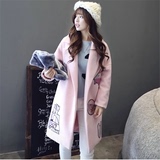 2015秋冬季新款中长款毛呢外套女个性韩版修身纯色羊毛呢子大衣潮