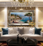 欧式手绘油画地中海风景 酒店会所有框画客厅卧室玄关壁炉装饰画