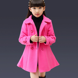 童装女童毛呢大衣韩版冬季中大童外套加厚中长款修身呢子上衣