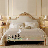 全实木美式床欧式真皮双人床新古典1.51.8米婚床白蜡木现代公主床