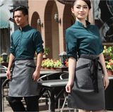 酒店餐饮工作制服男女 中餐馆咖啡服务员工作服长袖餐厅店员套装