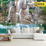 客厅电视背景墙纸壁画沙发背景田园瀑布现代中式壁纸防水无缝仙鹤
