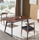 包邮欧美式铁艺实木长方形餐桌饭桌 复古办公桌洽谈桌 咖啡书桌