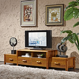 客厅实木电视柜 简约中式地柜 白蜡木现代厅柜 双层电视柜组合