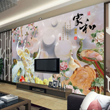 热销大型壁画3D无纺布装饰墙纸中式客厅电视背景墙壁纸 家和富贵