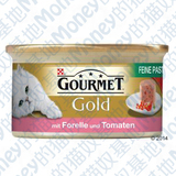 M。德国包邮Gourmet Gold 精细猫罐头 鳟鱼+番茄 24*85g