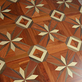 红檀香多层实木复合艺术拼花地板 高端手工特色板 大厂品质富林