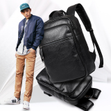 韩版正品复古男士双肩背包 商务休闲背包PU皮潮男包 旅行电脑背包