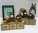 新款宫崎骏创意可爱龙猫小梅桌面摆件一体木收纳盒抽屉柜生日礼物
