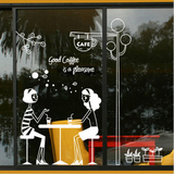 奶茶店咖啡厅甜品蛋糕店墙纸店铺橱窗玻璃装饰贴纸个性灯塔墙贴画