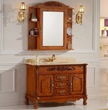TOTO简欧式浴室柜橡木实木仿古浴室柜 中式卫浴镜柜组合落地式柜