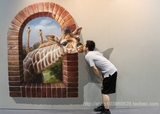 艺术手绘油画震撼3D壁画客厅卧室装饰画走廊挂画动物长颈鹿画促销
