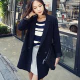 2016秋装新款韩版长袖一粒扣大码外套休闲上衣中长款小西装女西服