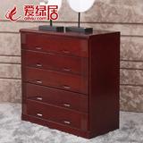 爱绿居 现代中式实木水曲柳五斗柜 中国红色木质储物柜新中式家具