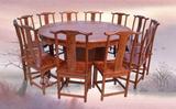 中式仿古家具实木古典大圆桌餐桌椅组合雕花餐馆酒店包厢电动圆桌