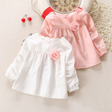 女童装0-1-2-3岁女宝宝娃娃衫上衣长袖衬衫外套纯棉婴儿韩版衬衣