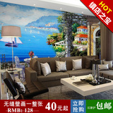 地中海油画风景墙纸定制大无缝型壁画沙发电视墙客厅餐厅壁纸特价
