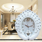 欧式奢华时尚现代孔雀钟表超静音客厅挂钟创意壁钟霸王机芯石英钟