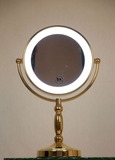 亮金色LED化妆镜9寸大号台式灯镜双面梳妆镜美容镜带灯镜子