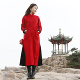 介面高端定制双面羊绒红中国风旗袍大衣冬女装原创独立设计师品牌