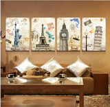 大气欧式装饰画现代简约客厅壁画卧室墙画办公无框画埃菲尔铁塔