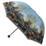 安娜淑正品 个性创意油画图案双层伞布防晒遮阳折叠晴雨拱伞 包邮