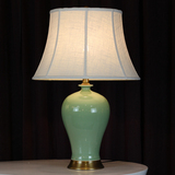 现代时尚简约蓝色/绿色陶瓷铜台灯美式欧式中式客厅书房卧室灯具
