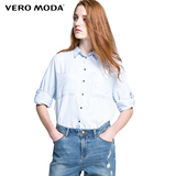 VeroModa2016秋季新品天丝面料水洗中长款宽松牛仔衬衫|316353501