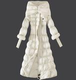 白色超长款女装名牌羽绒服 女装冬装 女款 超长款 修身 大衣