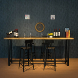 新款美式乡村铁艺实木复古酒吧家用长吧台桌椅组合咖啡网咖高脚桌