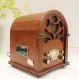 复古实木收音机摆件/CD机/高音质播放器/USB连接器/古董装饰品