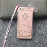 韩国iphone6s手机壳苹果6plus挂脖长绳子保护壳iphone6卡通硅胶套