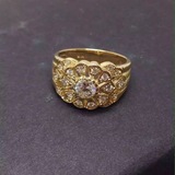 欧洲设计师珠宝正品天然彩宝钻石18K黄金戒指重磅精工古董带证书
